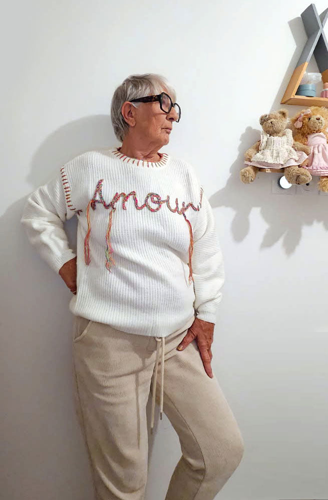 Pull Oversize Amour Blanc