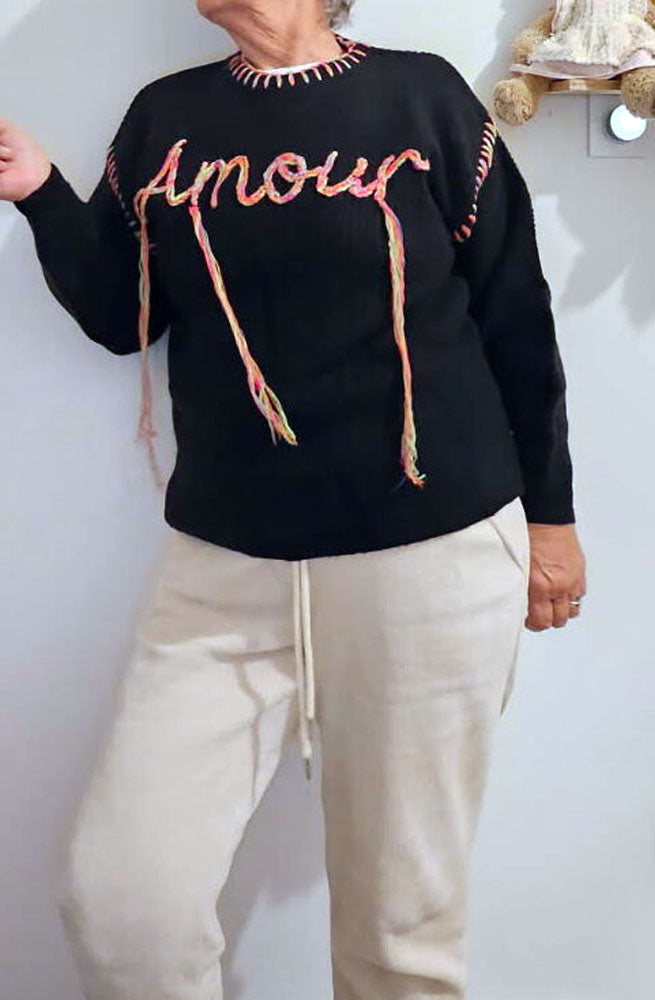 Pull Oversize Amour Noir