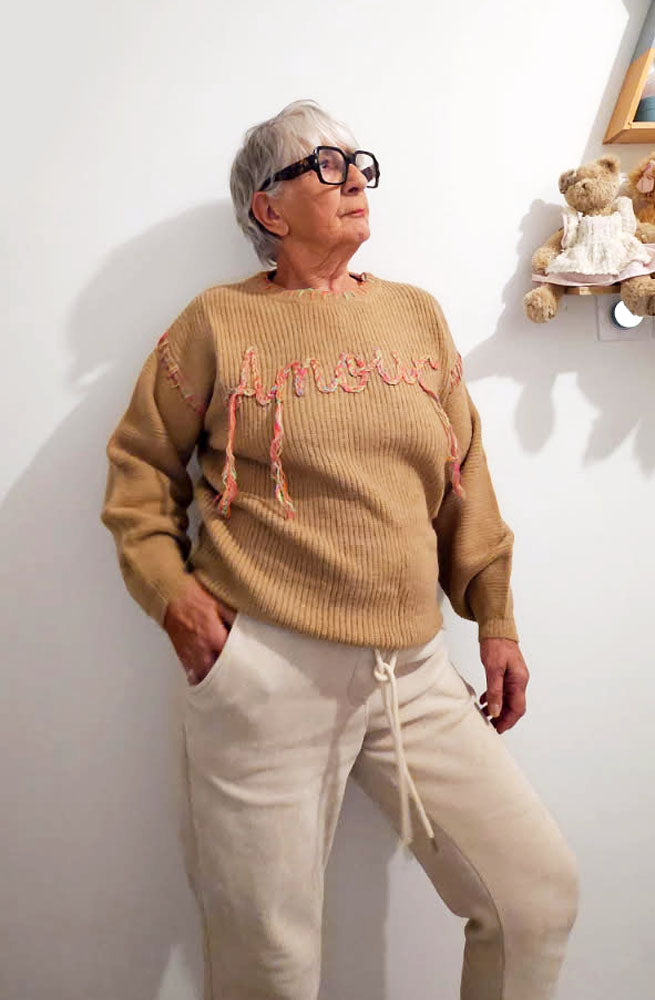 Pull Oversize Amour Marron