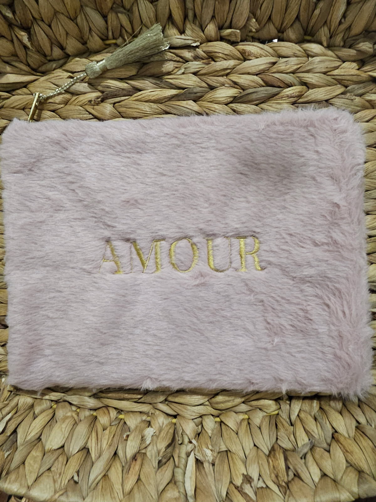 Pochette Fourrure Amour Beige