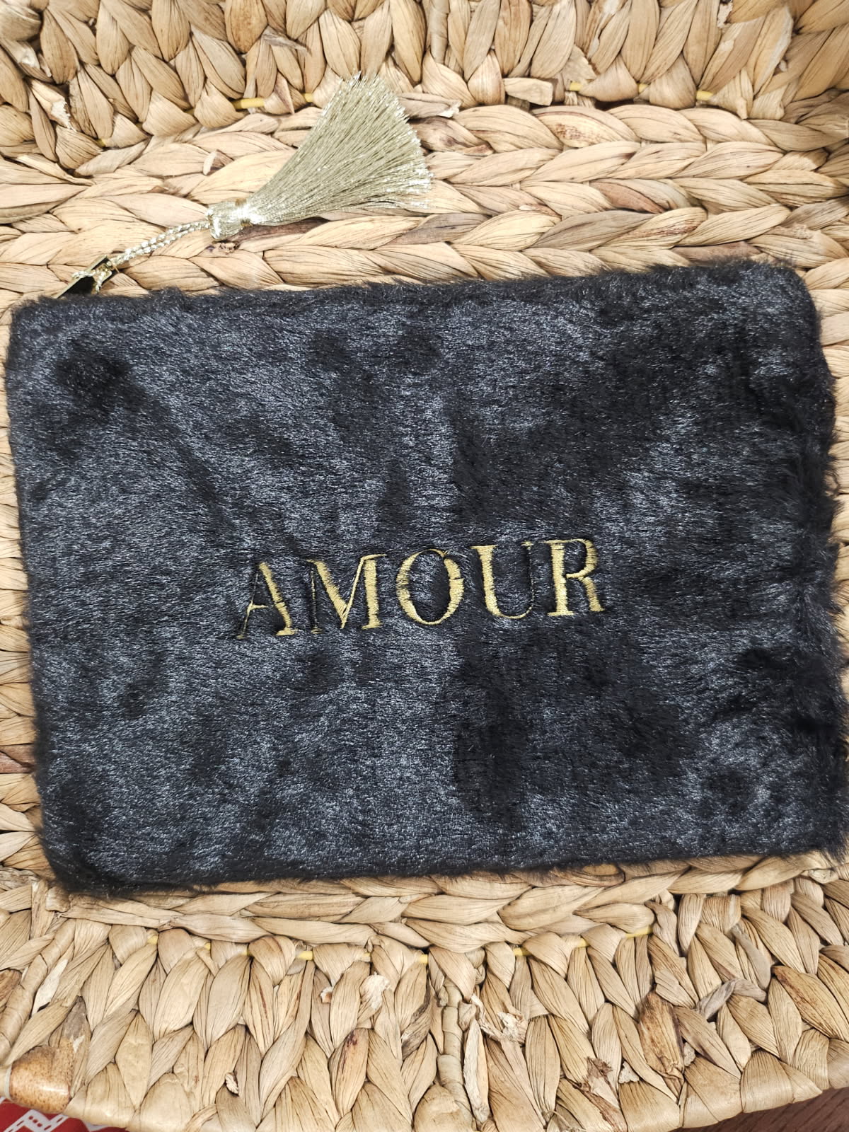Pochette Fourrure Amour Noir